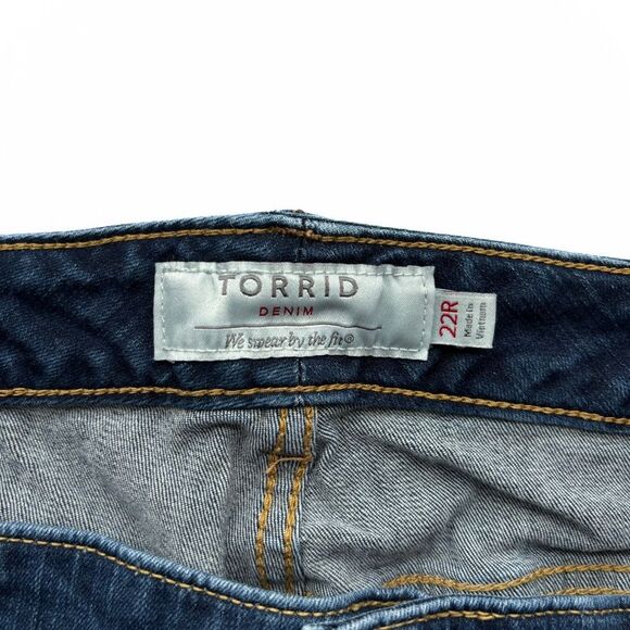 Torrid Distressed High Waist Dark Blue Jeans - Size 22 - Picture 4 of 8
